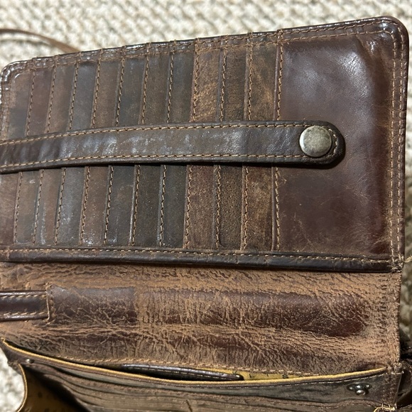 Adrian Klis crossbody wallet EUC Brown Leather Wallet with multiple billfolds - Picture 13 of 16